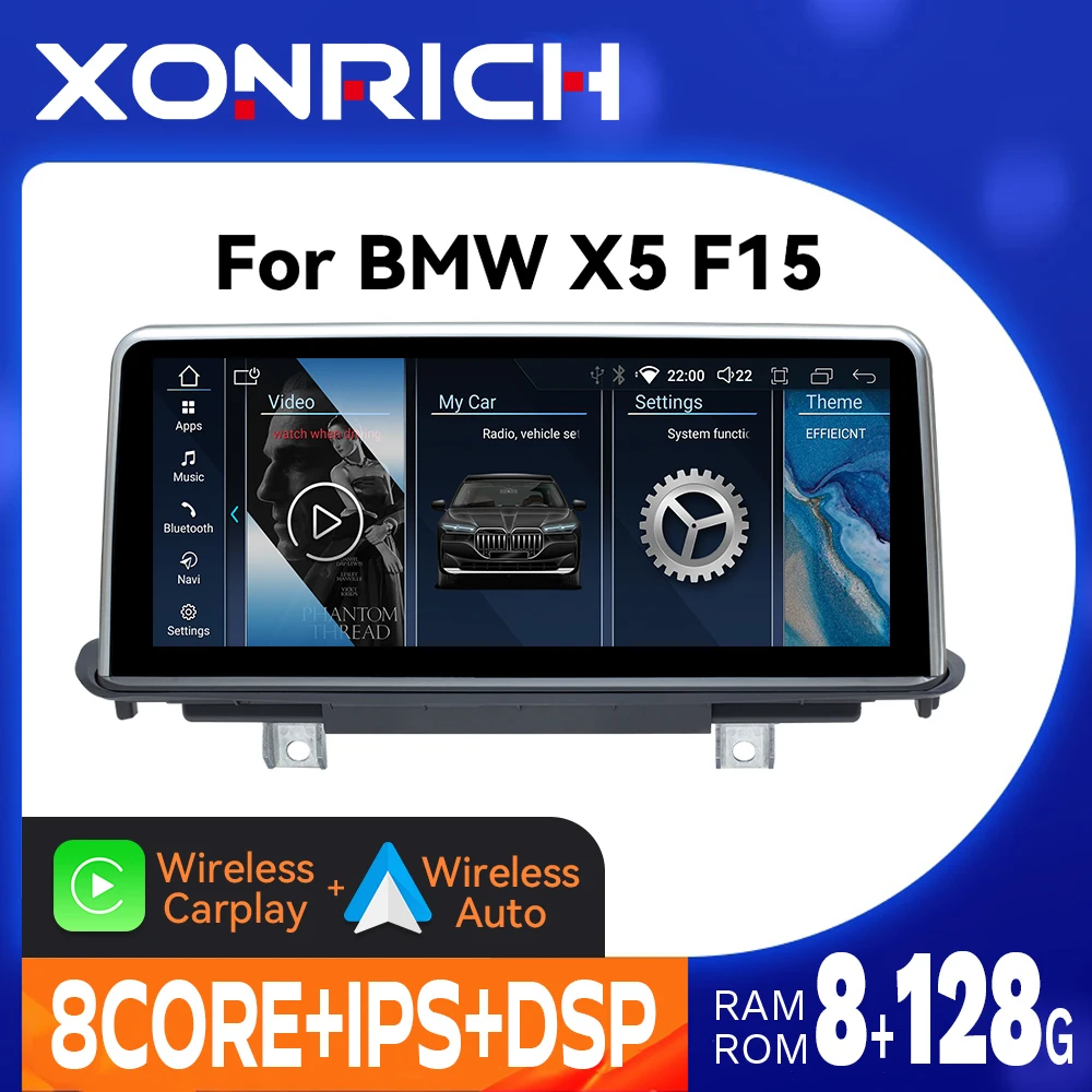 Radio para Auto con Android 14 de 10.25 Pulgadas, CarPlay Inalámbrico, Android Auto, para BMW X5 F15 X6 F16 2014-2017 NBT, 4G, WIFI, GPS, Navegación, Pantalla Táctil