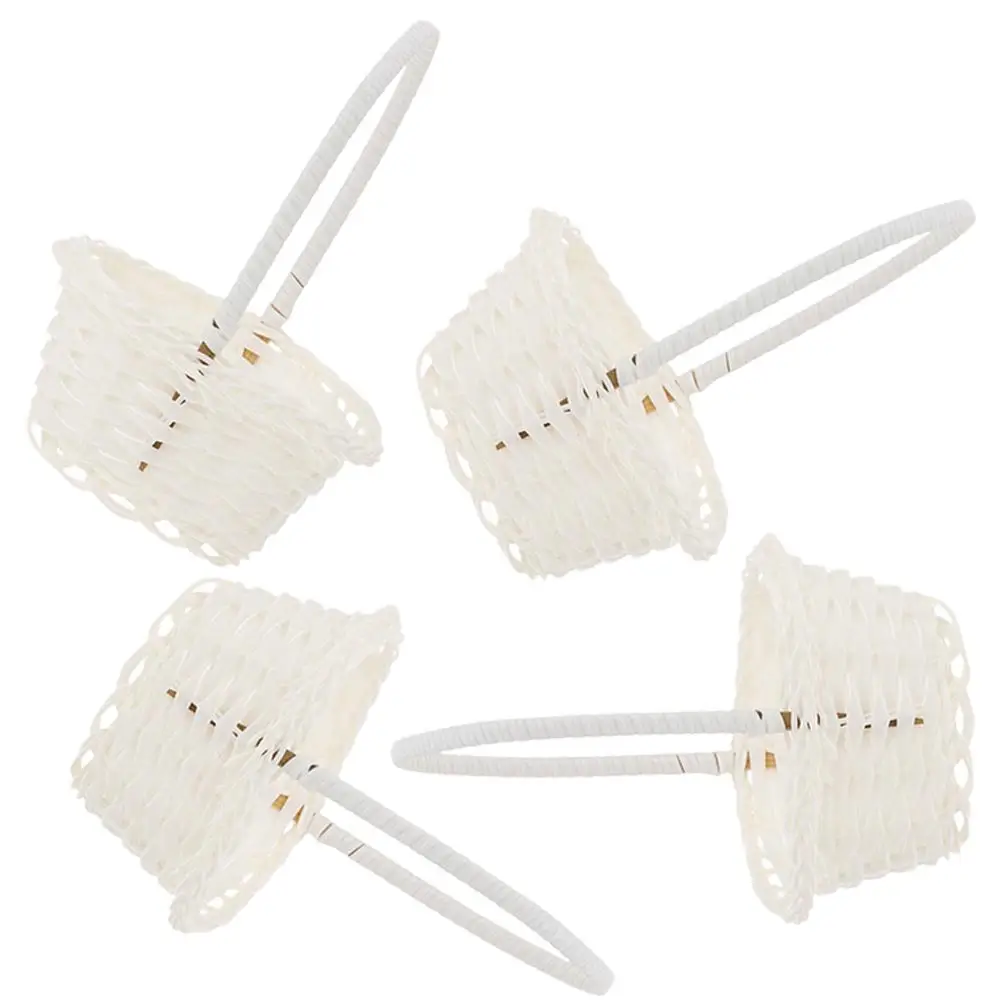 

4 Pcs Flower Basket Woven Storage Baskets Picnic Bride Gifts Flower Basket Wedding Party Rustic