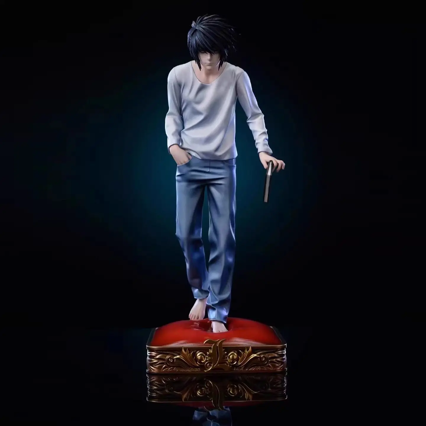 Death Note Ryuzaki L Lawliet Anime-Figur Modell PVC-Harz Sammlerstück Desktop-Ornament Statue Heimdekoration Trendiges Spielzeug Geschenk