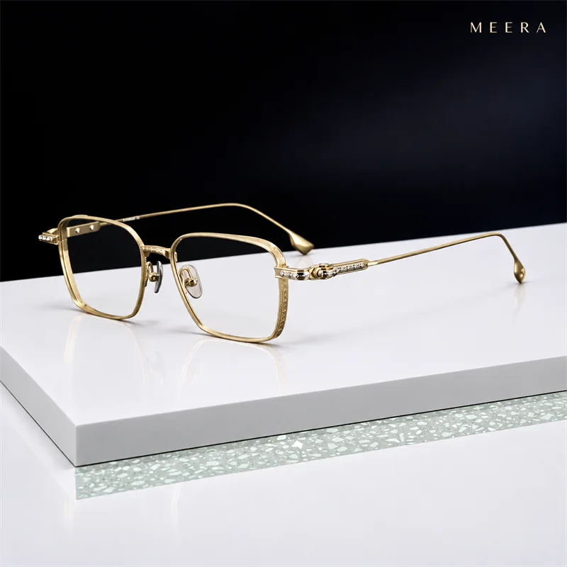 81090 Oversized Titanium Glasses Frames, Intellectual Polygon Retro Style, Full Rim Lightweight Eyewear for Writers/Artists