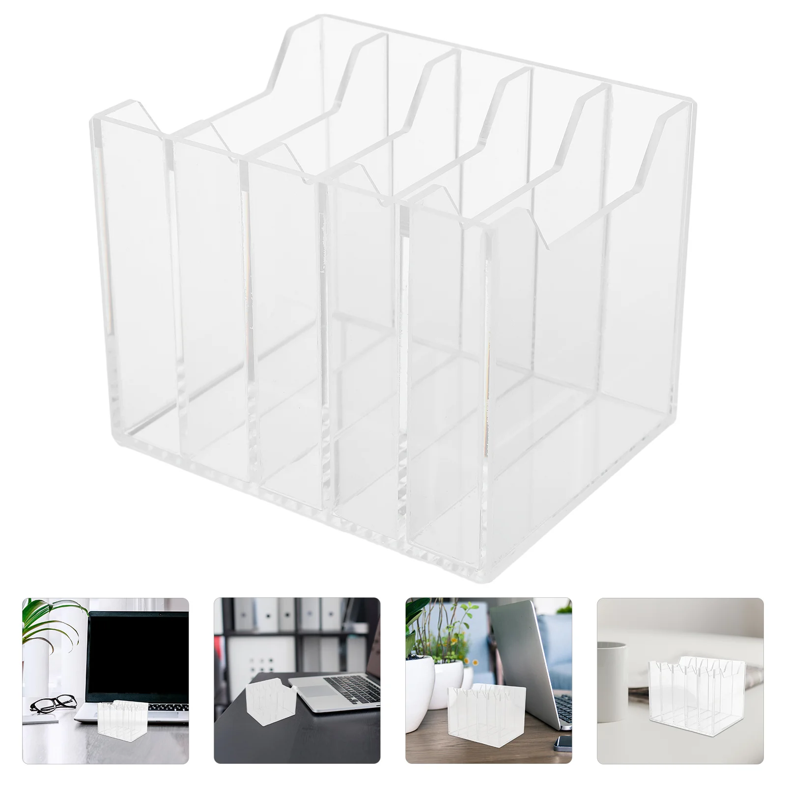 

Desktop Cell Phone Organizer Box 5 Compartments Thickened Acrylic Countertop Storage Holder Conference Meeting Room Office Desk
