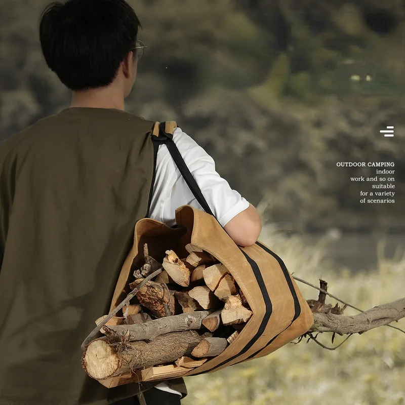 High-quality Supersized Canvas Firewood Wood Carrier bag Log Camping Outdoor Holder Carry storage bag Wooden Canvas Bag