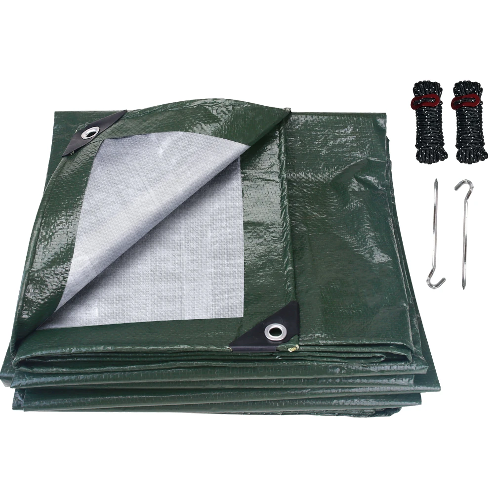 Lona Impermeable Grande de PE con Ojales Reforzados, Lona Protectora para Piscina, Caravana, Jardín y Muebles