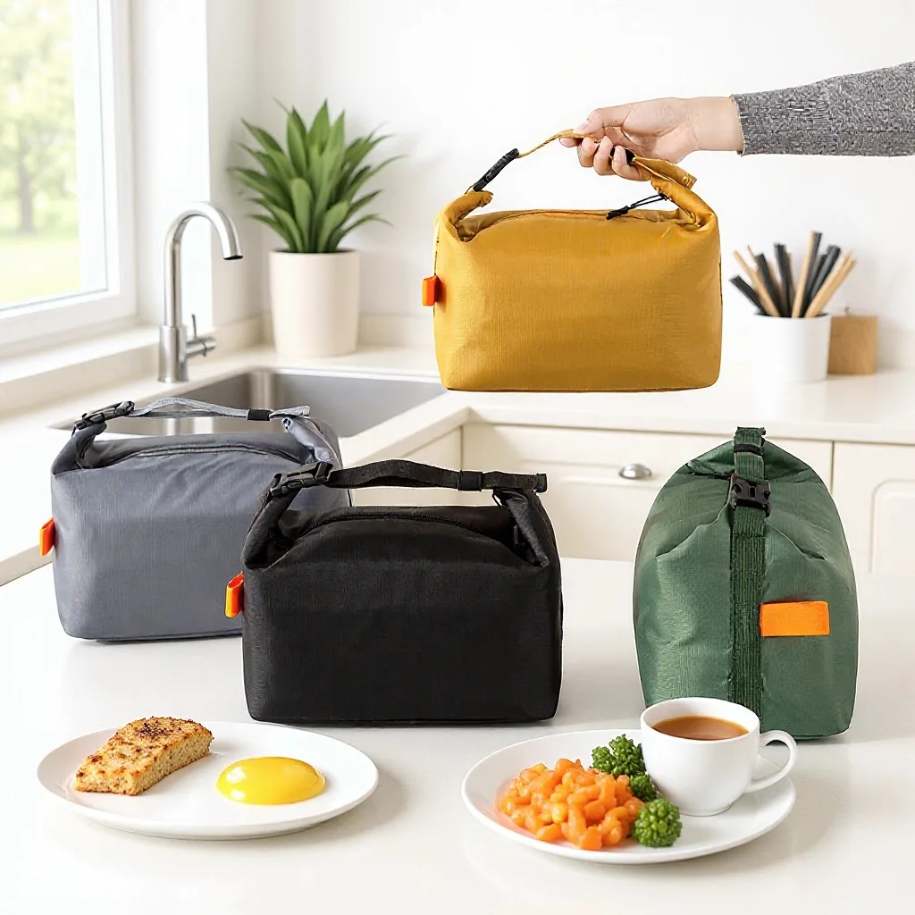 Picnic Handbag amp Reusable Lunchbox Insulated Bento Lunch Bag Aluminium Foil Liner Lunch Pack Portable Ice Bag for Food Storage