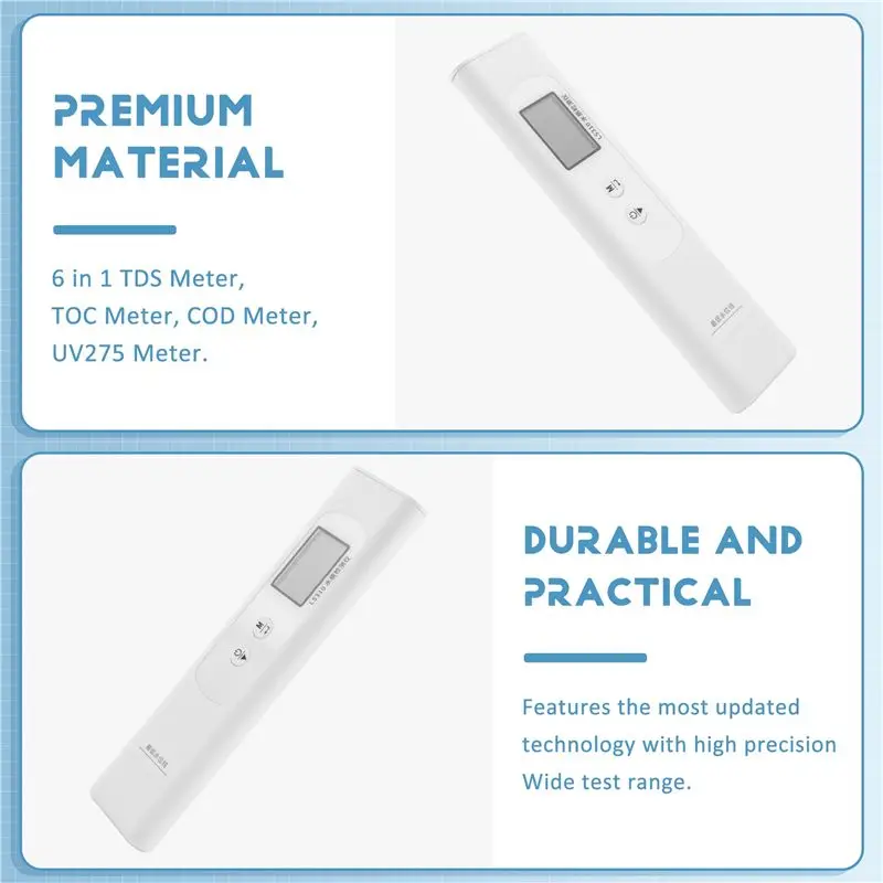 Stock Quantity Drinking Water Quality Tester, 6-In-1 TDS Meter Digital Water Tester TOC,COD,TDS,UV275,EC & Temp /Organic Contami