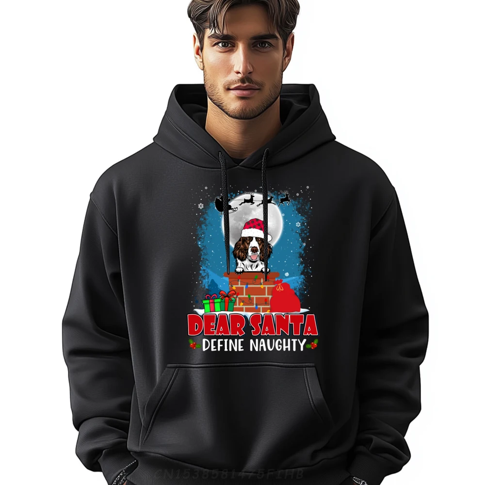 

Santa Define Naughty English Springer Spaniel Dog Christmas Luxury Hoodie Men High Quality Camisas De Hombre Tee Hoodie