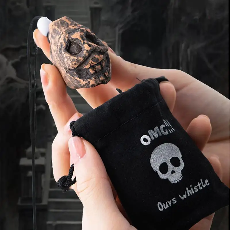 Aztekische Todespfeife, laut, gruselig, realistisch, menschlich schreiende Kampfpfeife, Outdoor, Camping, Notfallpfeife, Totenkopf, Donner, Echos