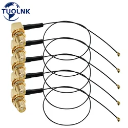 5pcs SMA to U.fl IPX Coaxial Cable SMA Female Right Angle Bulkhead to  UFL MHF4 RF Antenna 0.81mm IPX SMA Pigtail Coax Cable