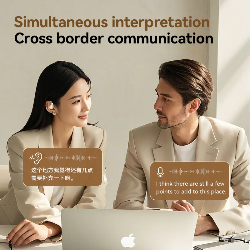 M95 OWS AI مترجم الترجمة في الوقت الحقيقي سماعة رأس مزودة بتقنية البلوتوث سماعات أذن مفتوحة لأجهزة متعددة المهام المزدوجة الاقتران السفر