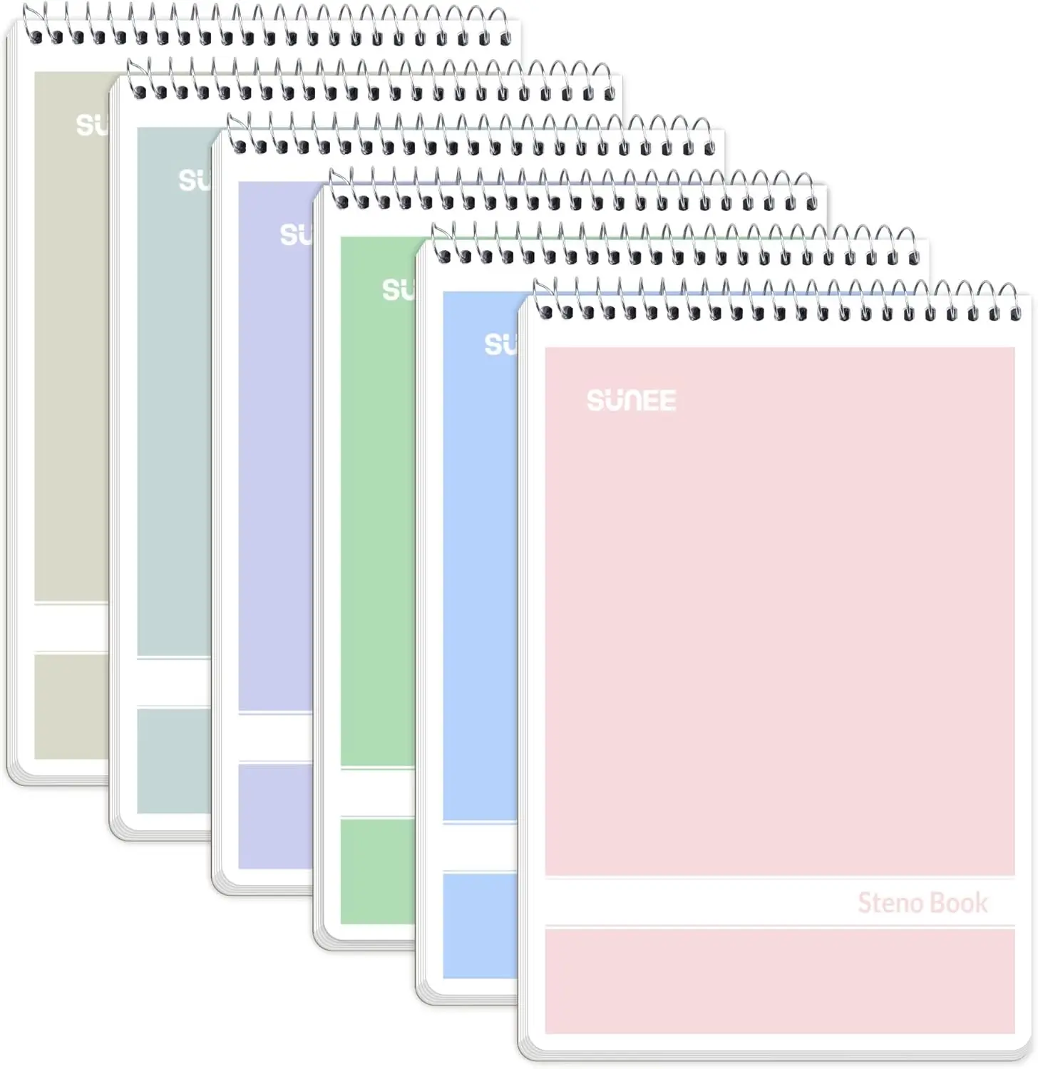 

Блокноты спиральные 6x9, набор из 6 штук, с разлиновкой Gregg, по 60 листов каждого, в ассортименте цветов, для школы, офиса и работы