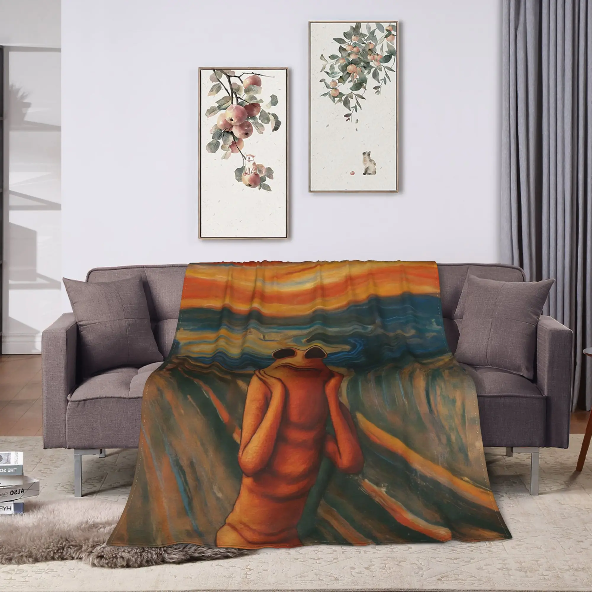 Marcus the Worm Scream Funny Art Brain Rot Meme Blanket  Camping Flannel Throw Blanket For Couch Bed Super Soft Bedspread