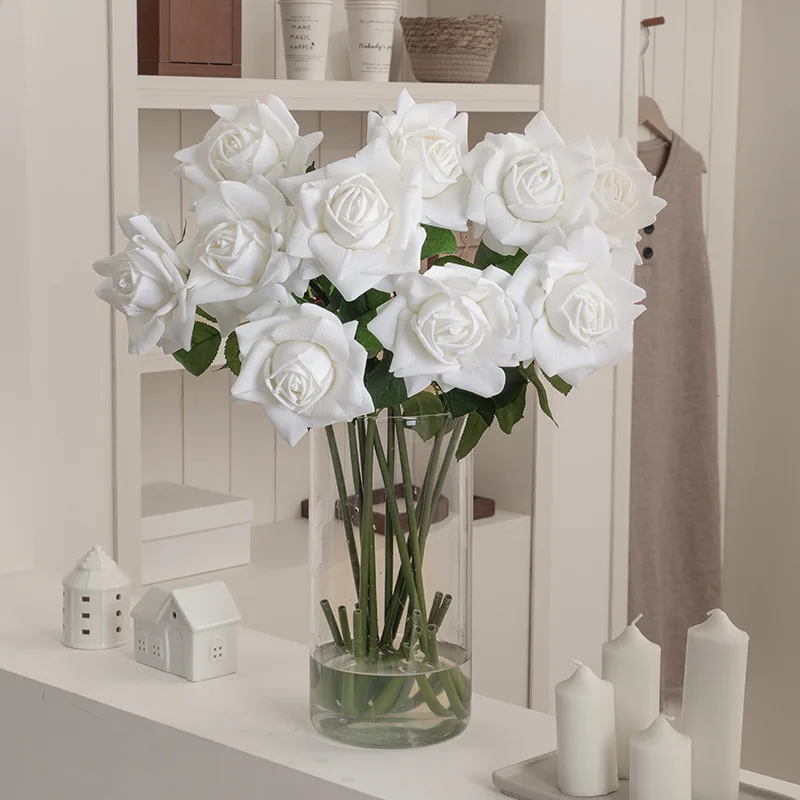 Single Stem Real Touch Artificial Silk Rose Wedding Party Home Decoration Gift F1360 - view 3