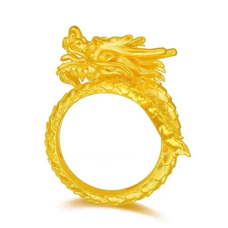 QEENKISS الذهب خمر التنين خواتم مفتوحة للرجال الذكور حفل زفاف عيد الميلاد عيد الميلاد العريس صديقها الزوج الأب هدية RG5191