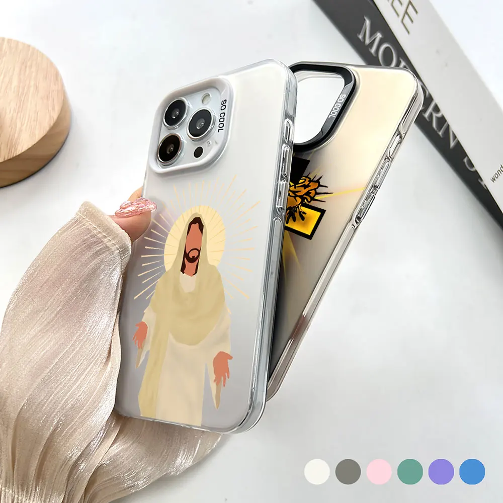 Faith Christian Religious Jesus Cross Case For iPhone 14 15 16 13 12 11 Pro 7 8 Plus X XR XS Max Cool Laser Matte Cover Case