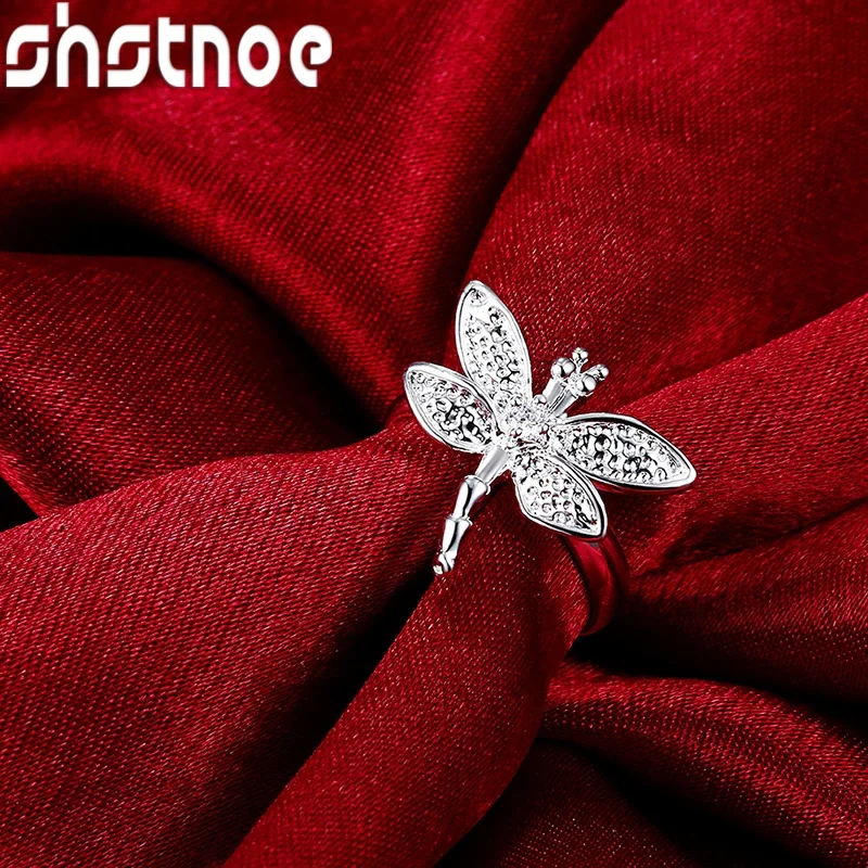 SHSTONE 925 Sterling Silver AAA Zircon Crystal Dragonfly Rings For Women Party Wedding Fashion Jewelry High Quality Gift