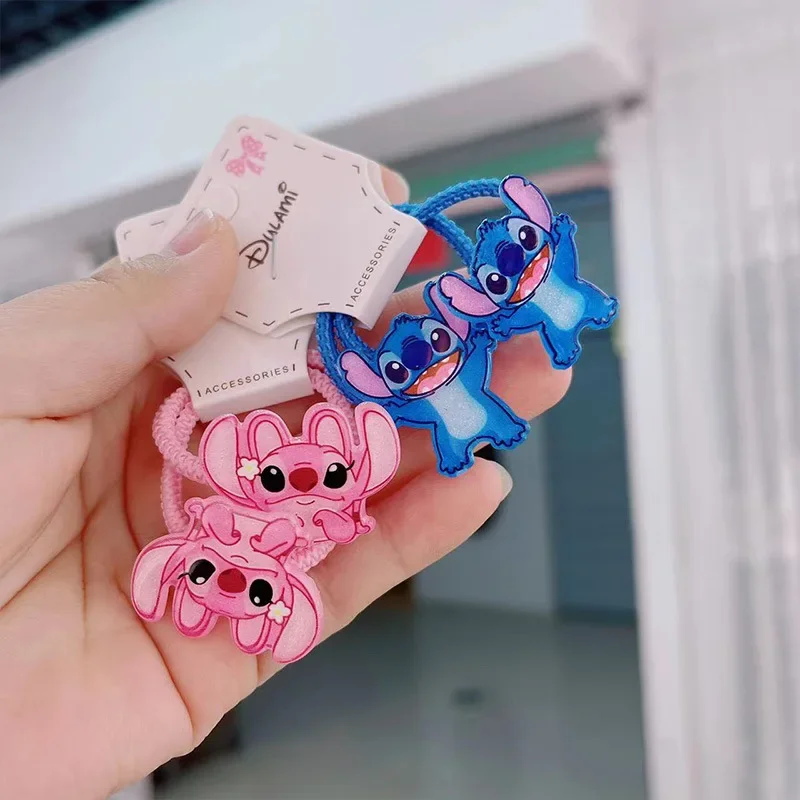 Disney-Lilo & Stitch Cartoon Rubber Bands, Little Hairpin, Baby Head Rope, Acessórios para Cabelo, Toy Gift, Kawaii, 1 Pc, 3 Pcs, 5Pcs