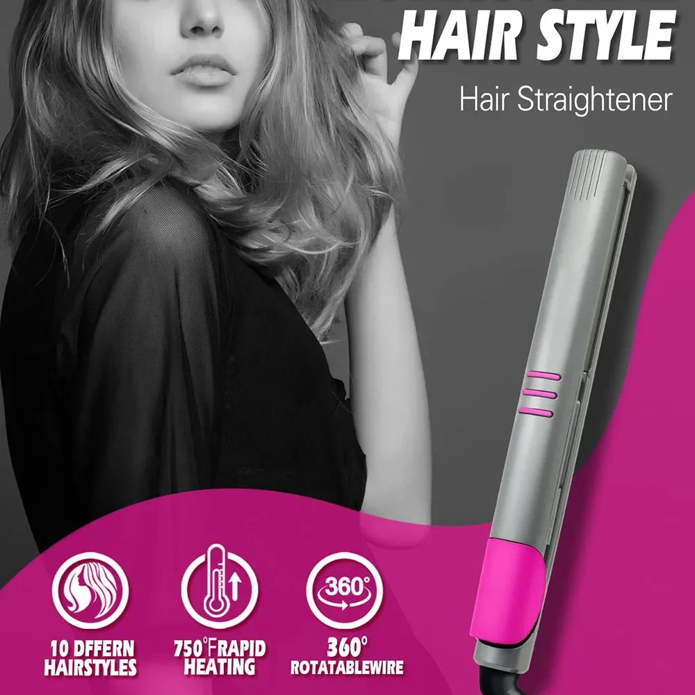 Professional Flat Iron Negative Ions Electric Hair Straightener Fast Heating Curly Roller Max 750℉ 38W Dry and Wet Uses Portable