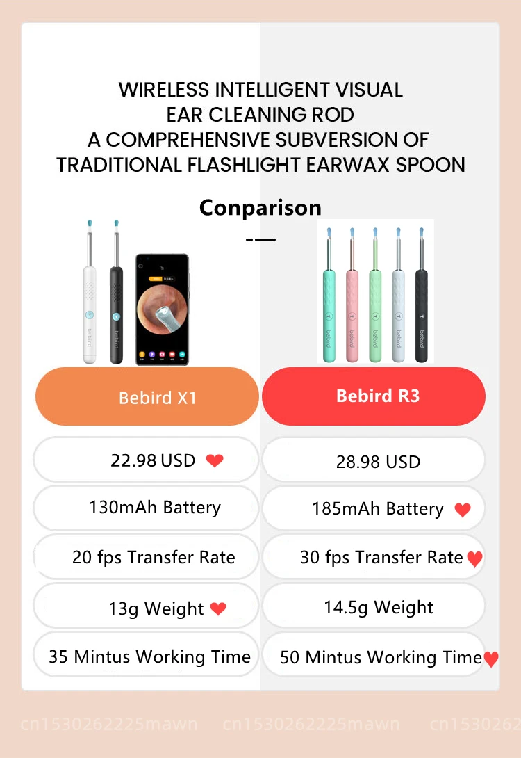 Bebird R1 R3 X3 Smart Visual Ear Sticks Endoscope 300W High Precision Earpick Mini Camera Otoscope Health Care Mijia Ear Cleaner