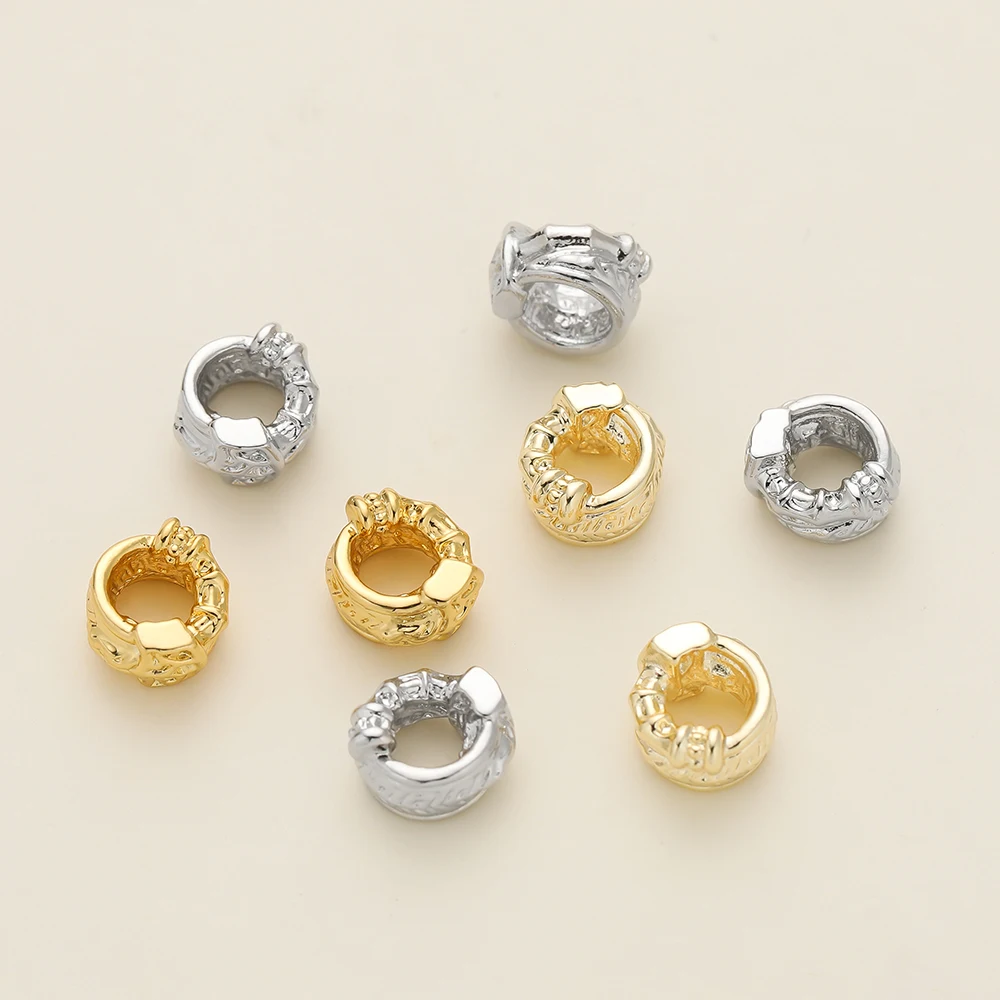 2Piece/Pack 14/18k Gold Color Plated 7.5*9mm Big Hole Spacer Beads for DIY Jewelry Making Bracelet Necklace Accessories
