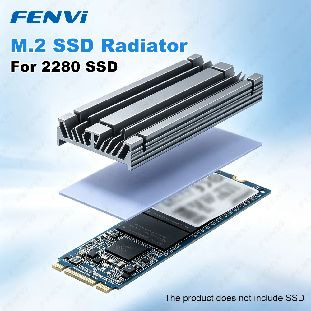 FENVI M.2 SSD Heatsink NVME NGFF M.2 2280 Solid State Disk Aluminum Radiator Cooler with Thermal Silicone Pad For PS5 Laptop PC