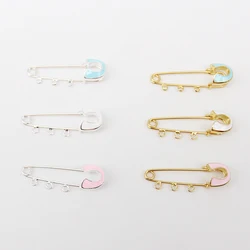 Islam 4cm 3 loops Safety Pin Pink Blue Enamel  With Gold Silver Plated Small Brooch Baby Pins Brooches