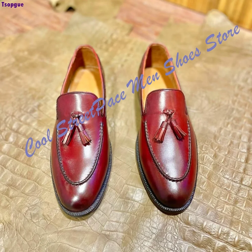 Men's Tassel Loafers Dress Shoes Genuine Leather Slip On Handmade Formal Business Casual Shoes Men Shoes 2026 Zapatillas Mujers
