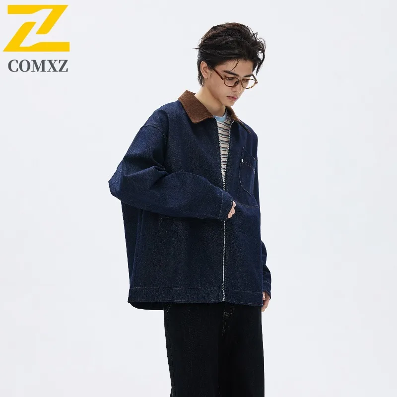 

COMXZ мужское пальто в американском стиле ретро, дизайн для езды на велосипеде, минималистичный плащ для активного отдыха, свободная ветровка для кемпинга, прогулок, куртка
