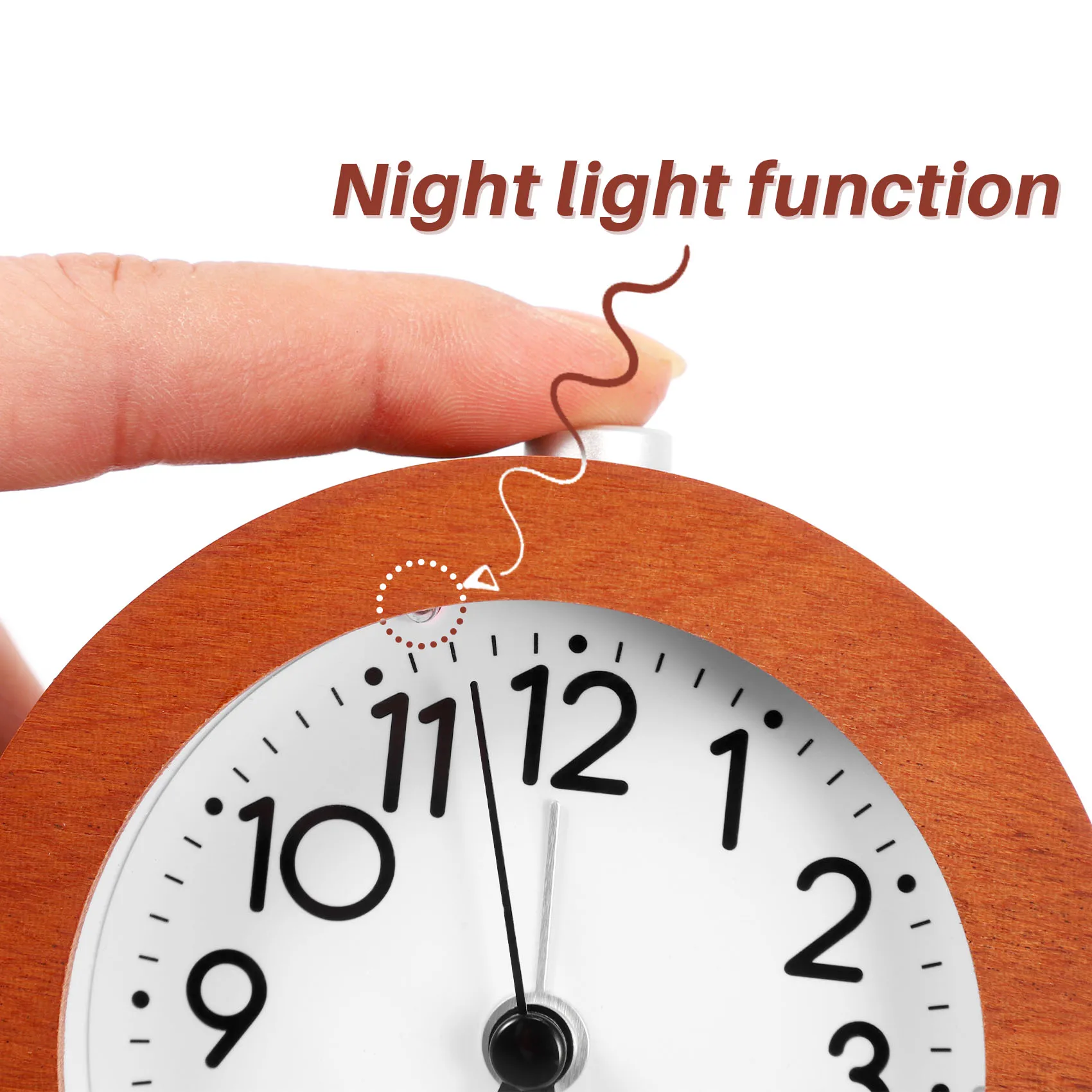 Alarm Clock Without Ticking Retro Wooden Alarm Clock with Dial Alarm Light Quiet Table Clock with Snooze Function A HOT