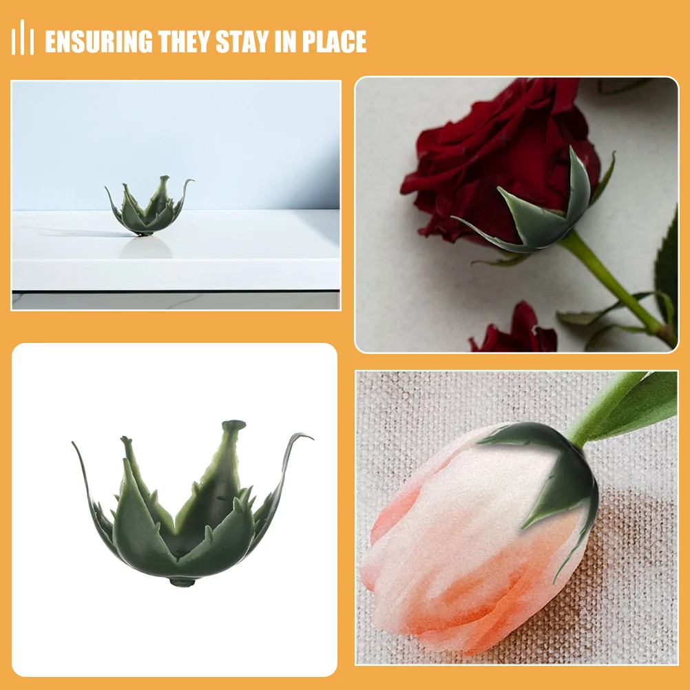100 pçs flores falsas seals plástico artificial diy buquê de rosas suprimentos alta realismo base de flores para arranjo floral