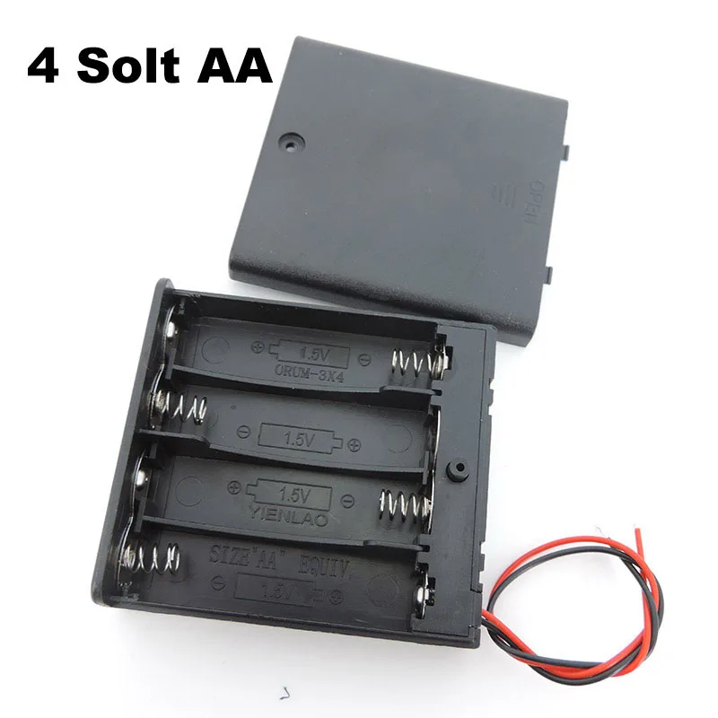 1pcs 3pcs Black 4 AA 6v 1.5v Battery Holder Box Case With Switch New 4AA Battery Holder Box Case With Switch h