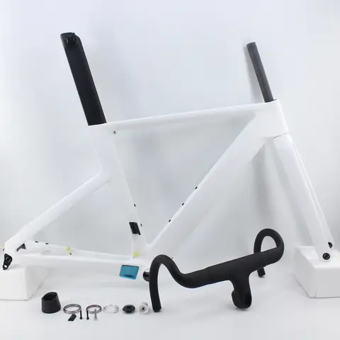 New 700C Fully concealed cable Road Bike Full Carbon Fibre Bicycle Thru Axle Disc Brake Frame Fork+Seatpost+Headsets+Handlebar