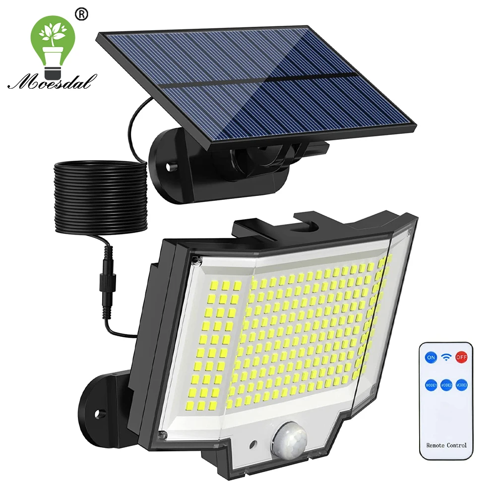 

LED Outdoor Solar Light Motion Sensor Floodlight with Remote Control IP65 Waterproof Stand Alone Panel for Garden Garage Patio