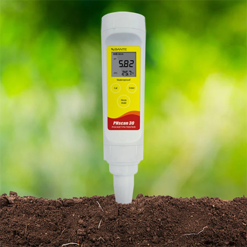 Soil pH tester Meter Pen type semisolids cheese meat soil high-precision Replaceable Spear tip sensor waterproof AAA batteries