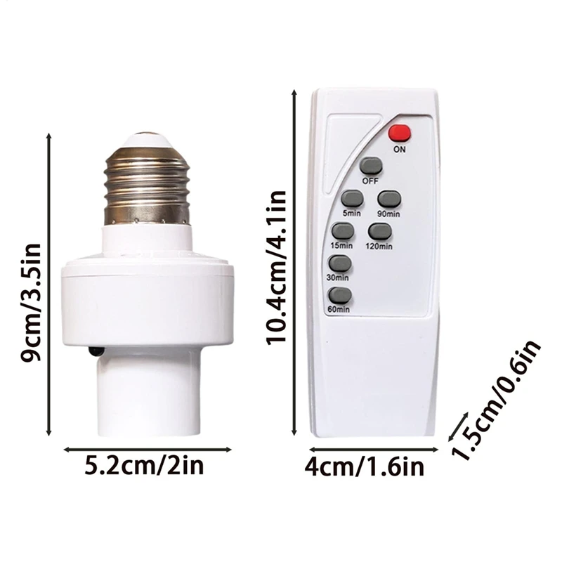 Remote Control Light Bulb Socket E27 Bulb Base Holder Timing Function Wireless Lamp Base Holder for Closet Bedroom Attic-A50M