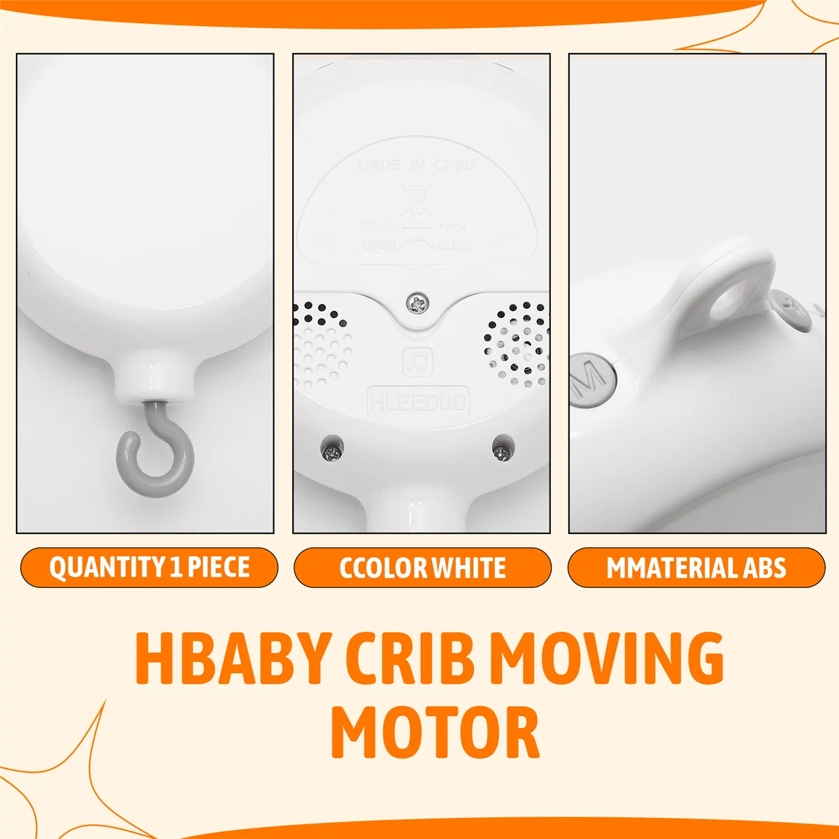 CHCH Crib Mobile Motor Baby Music Box Spinner with 3 Modes Volume Adjustable 12 Lullabies Auto-Off After 30 Minutes