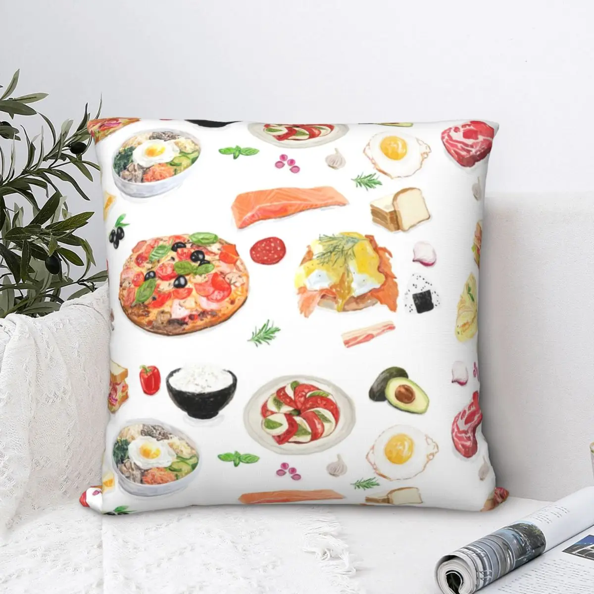 

Orange Aesthetic Korean Food Square Pillowcase Polyester Pillow Cover Velvet Cushion Zip Decorative Comfort Throw Pillow home