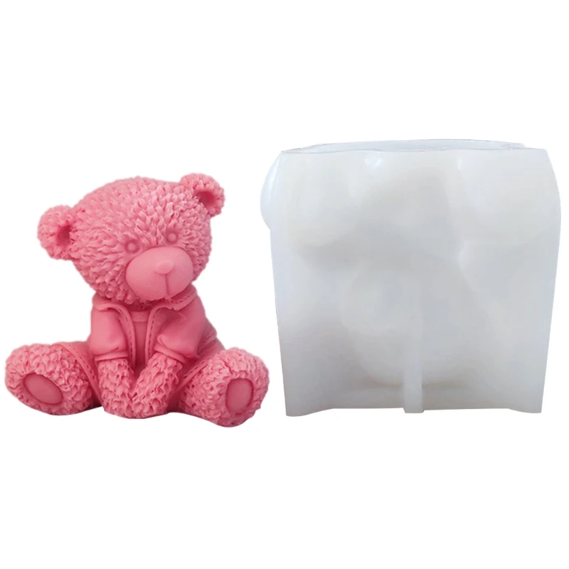 

Mold for Candle Making Sitting Bear Silicone Mold for Aromatherapy Plaster Colored Gypsum Mould DIY Crafts 57BD