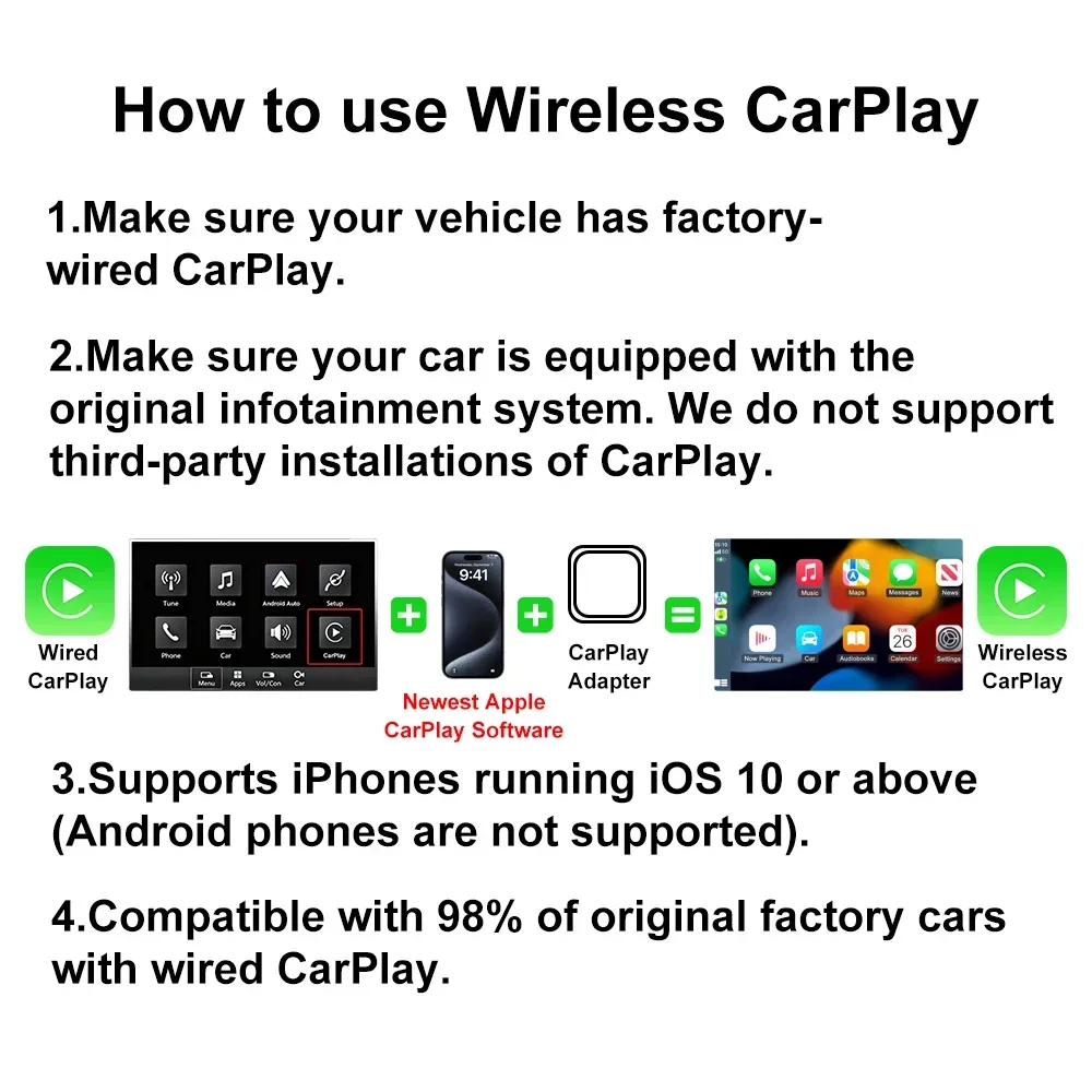 Vcarlinkplay 2026 Carplay AI Box Android 15 Kabelloser Android Auto Carplay Adapter für Netflix YouTube Smart Car Systeme Geschenke – Detail 13