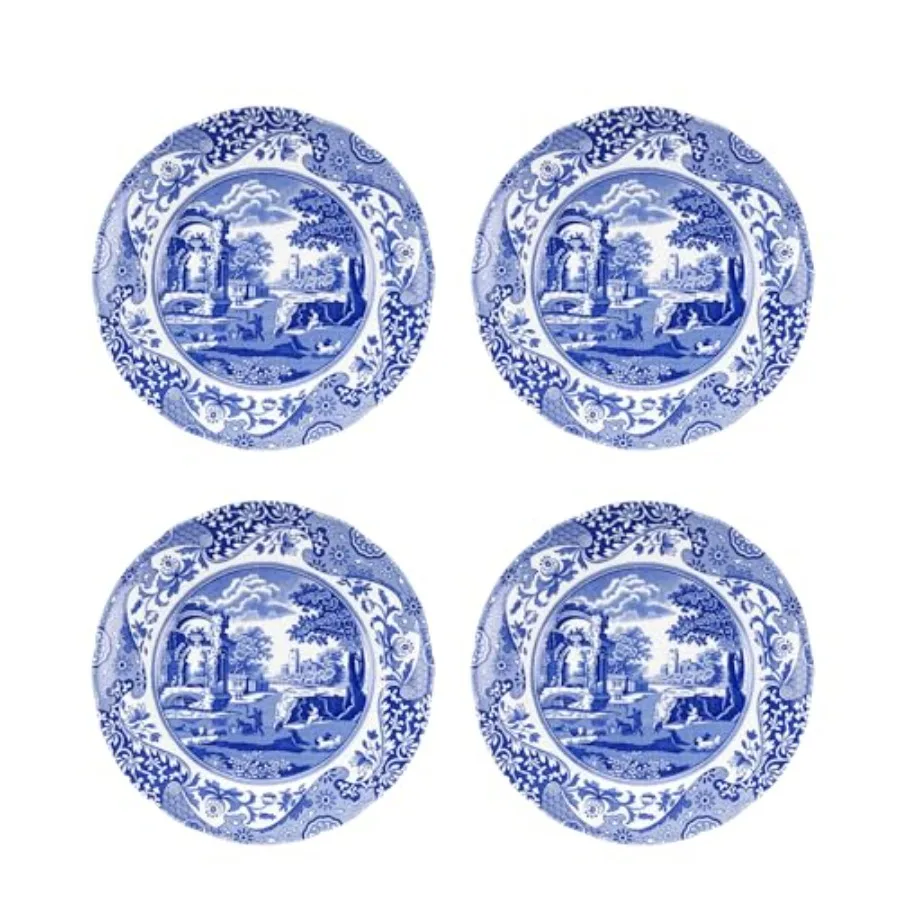 

Blue Italian Salad Plate Set of 4 Salad Pasta and Appetizer Plate 7.25 Inch Fine Earthenware Microwave and Dishwasher Safe Made
