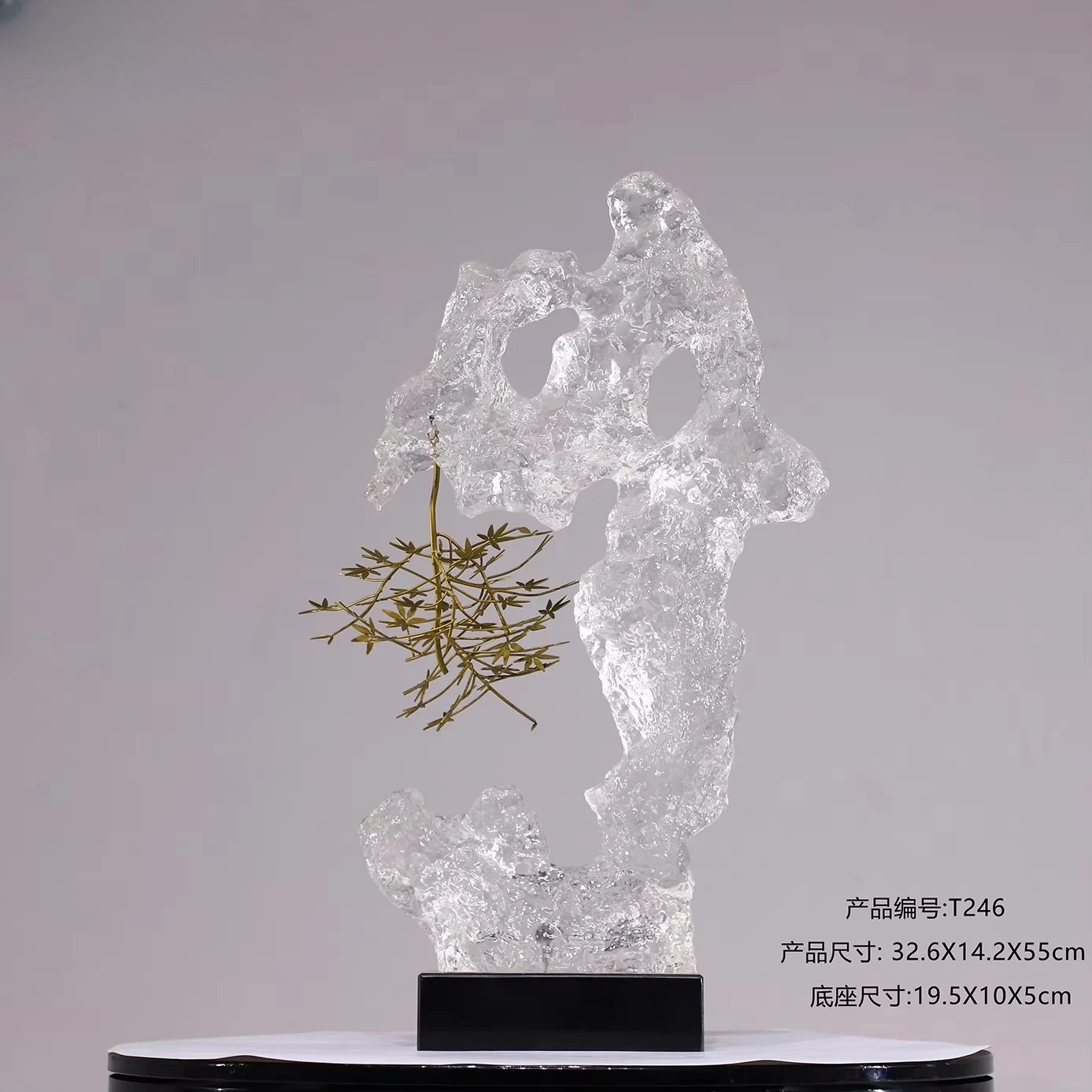 فروع الذهب النحت الراتنج الشفاف، ديكور المنزل الصيني، فن سطح المكتب المصنوع يدوياً #5