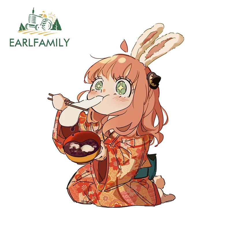 

EARLFAMILY lovely kimono anya Car Stickers funny cartoon girl Rearview Mirror Decals Waterproof Scratch-Proof Racing Accessories