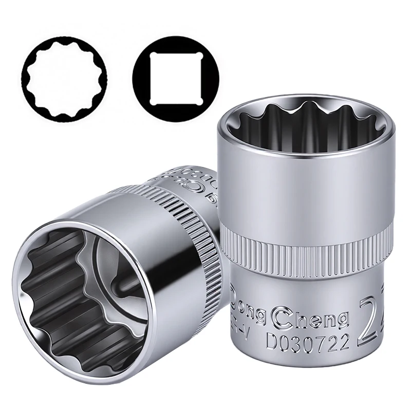 Soquete 12 Pontas 12 5mm Aço Cromo Vanádio Têmpera Total Cromado Espelhado Métrico 8 32mm Ferramentas Manuais Reparo Automotivo