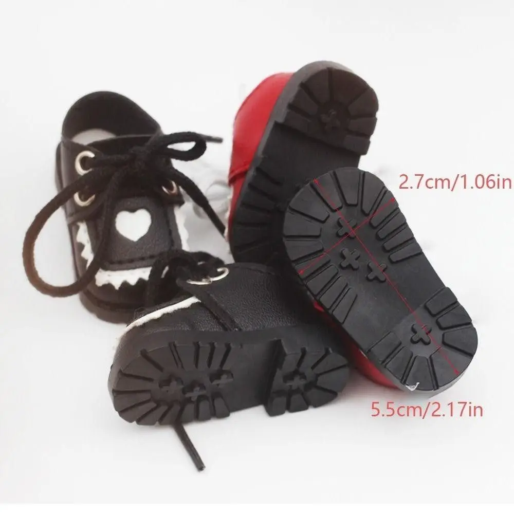 1 Pair Heart Shaped EXO Cotton Doll Shoes PU Leather Mini 1/6 Bjd Doll Shoes Casual 20cm Leather Shoes 15cm Cotton Doll