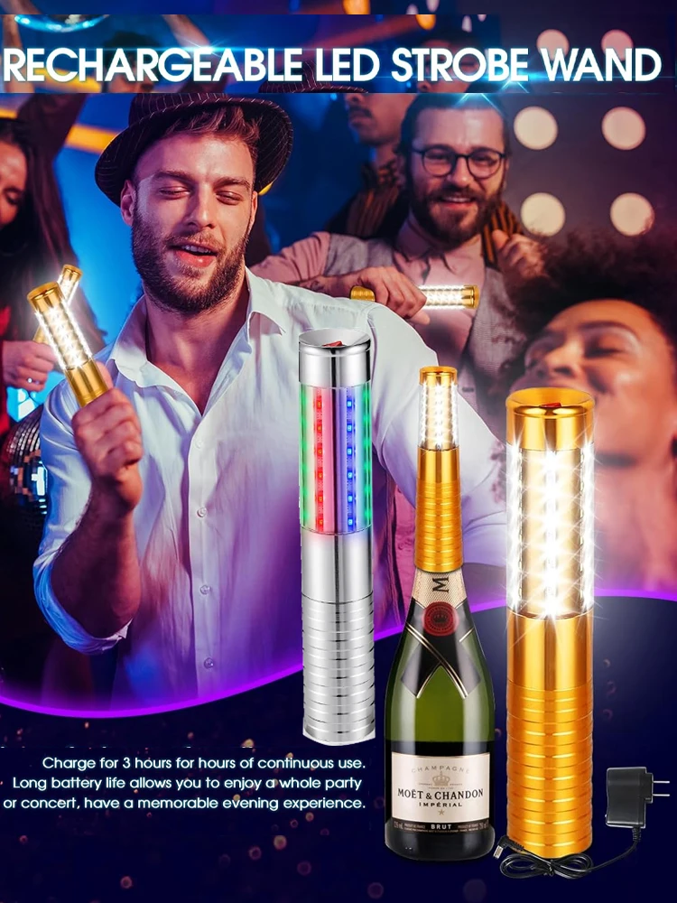 Oplaadbare LED-flitsstokken Sfeer Champagne Wijnfles Service Sparkler voor VIP Nachtclub KTV Bar Strobe Baton Flash Rod