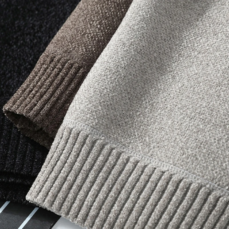 Maglione pullover lavorato a maglia a maniche lunghe da uomo nuovo maglione classico caldo termico autunno inverno maglione ispessito foderato in pile leggero