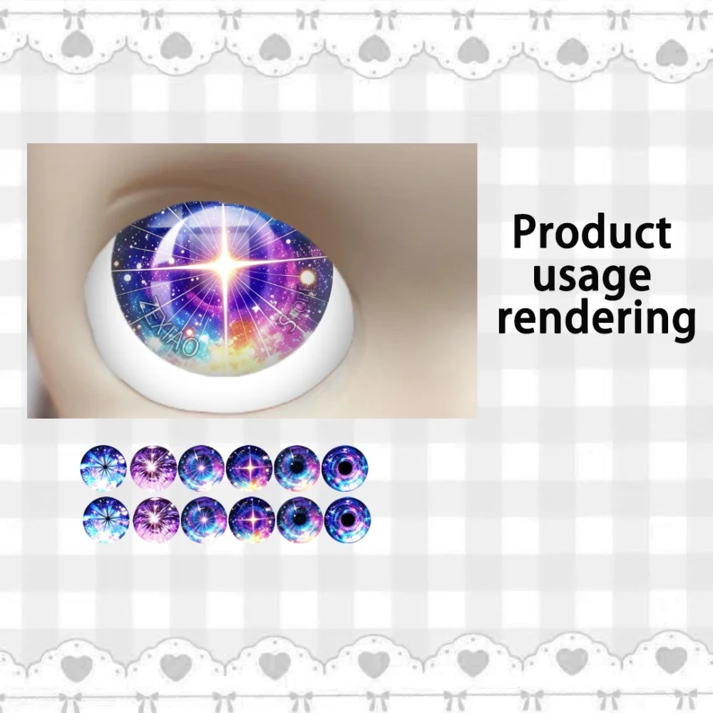 12Pcs Purple Blue Galaxy Blythe Doll Eye Chips Glass Cabochon Shining Starry Gradient Colorful Pupil Eyes DIY Jewelry MS011