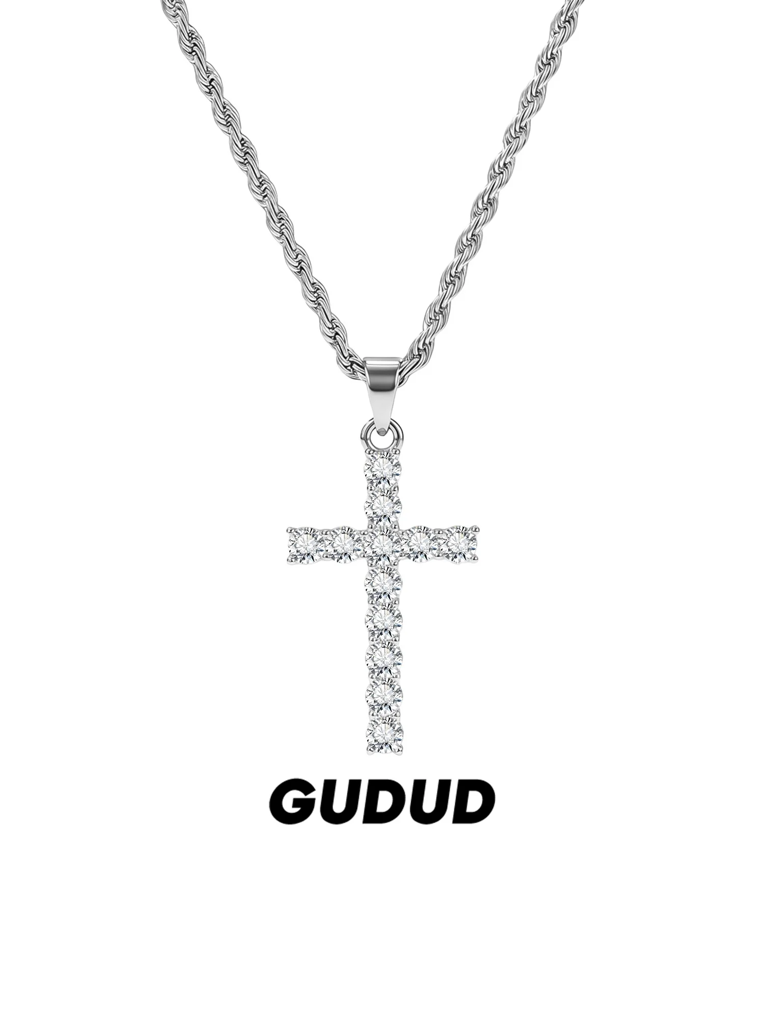 trendy-long-twist-cross-necklace-for-men-simple-style-titanium-material-silver-color-fashion-jewelry-accessory