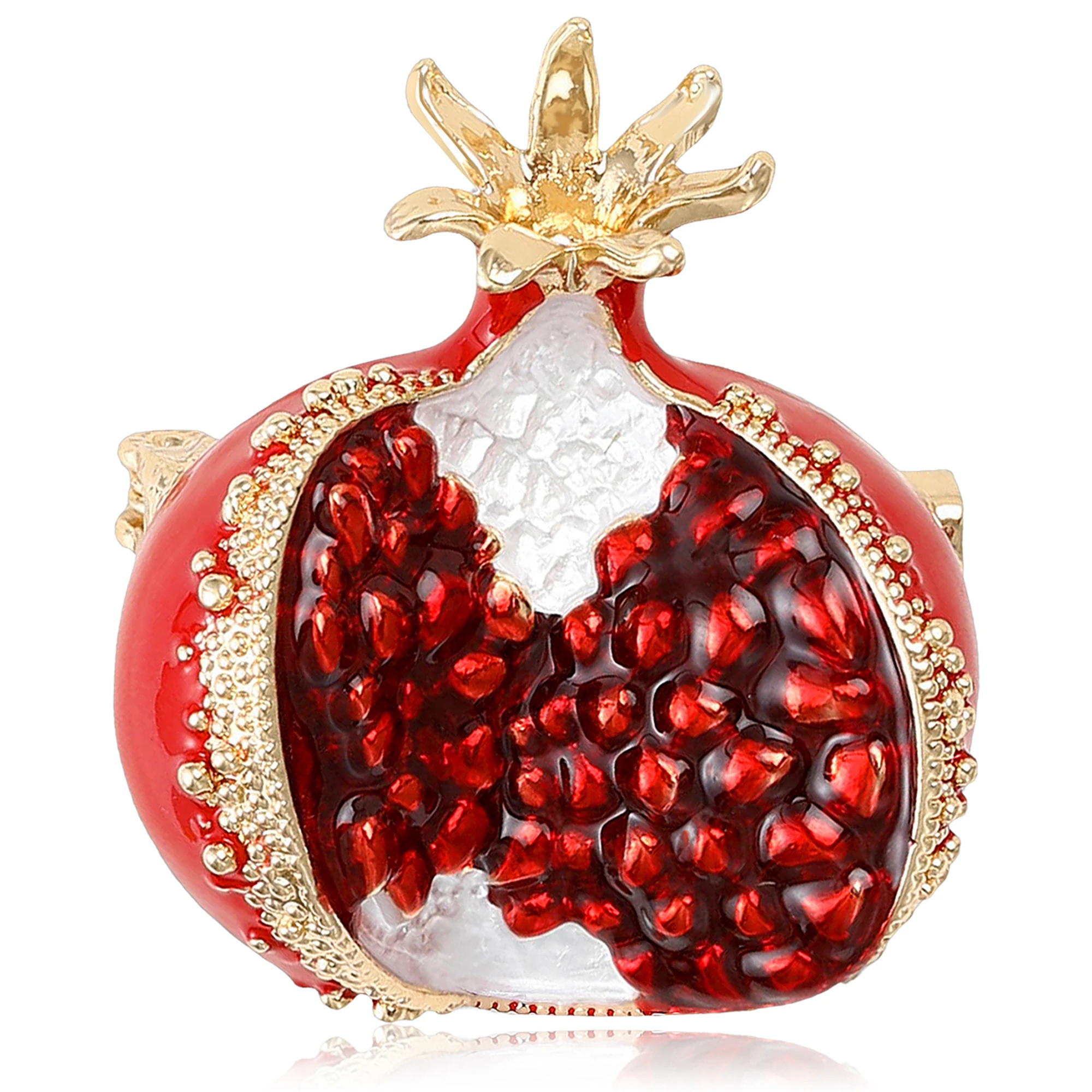 

Beaut&Berry Classic Rhinestone Pomegranate Brooches for Women Fruit Pins Friends Party Gifts Banquet Jewellery Accessories