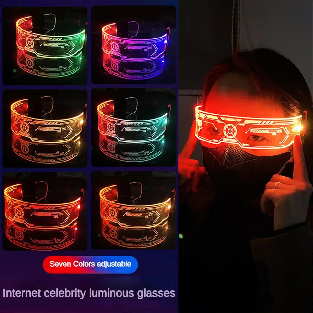 

7 Mode Colorful Luminous Glasses LED Light Up Goggles for Bar Music Christmas Halloween Cyberpunk Party Prop Decoration