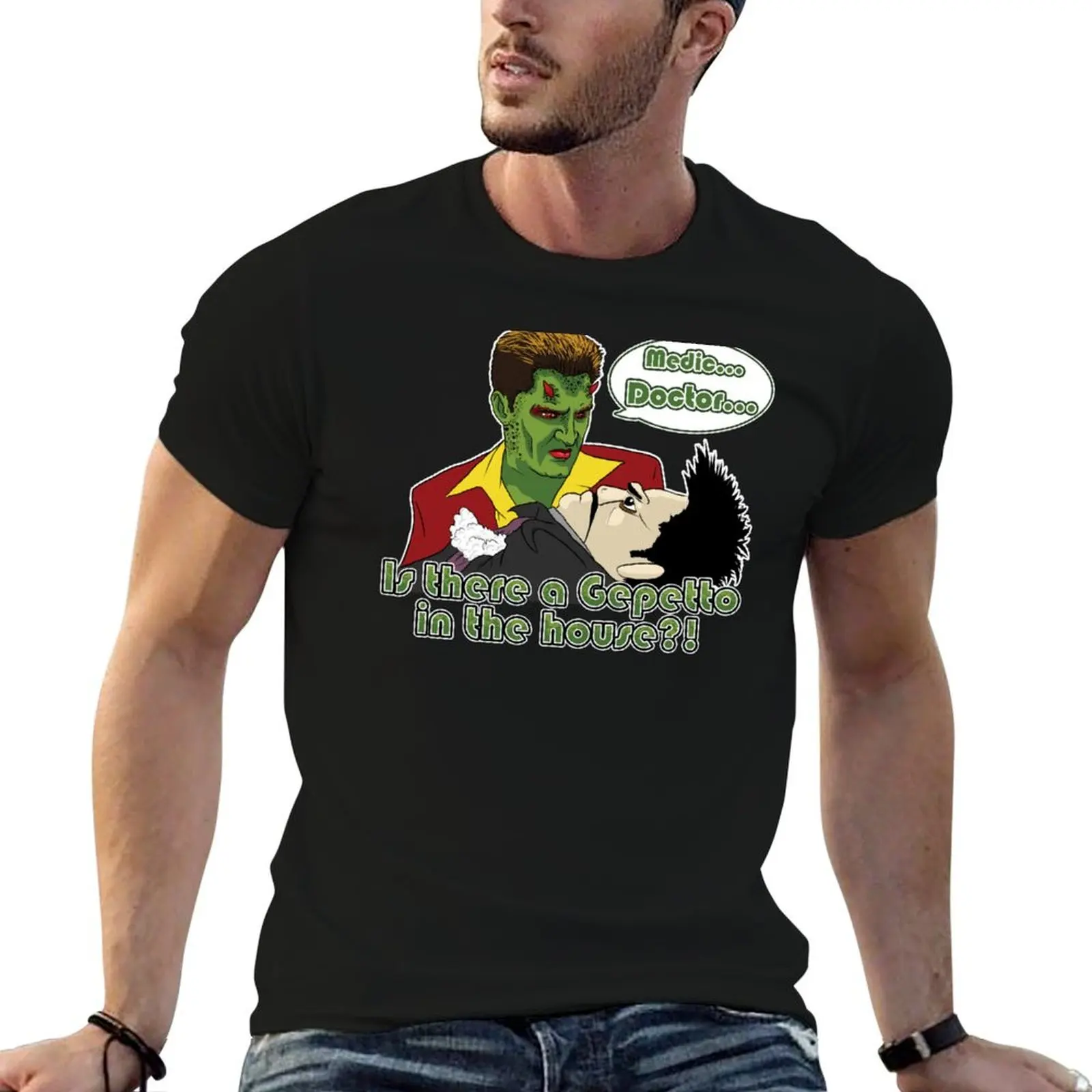 Ángel - ¡¿Hay un Gepetto en la casa?! (Buffy) Camisetas para hombre, camisetas gráficas, camiseta de algodón 100% para hombre
